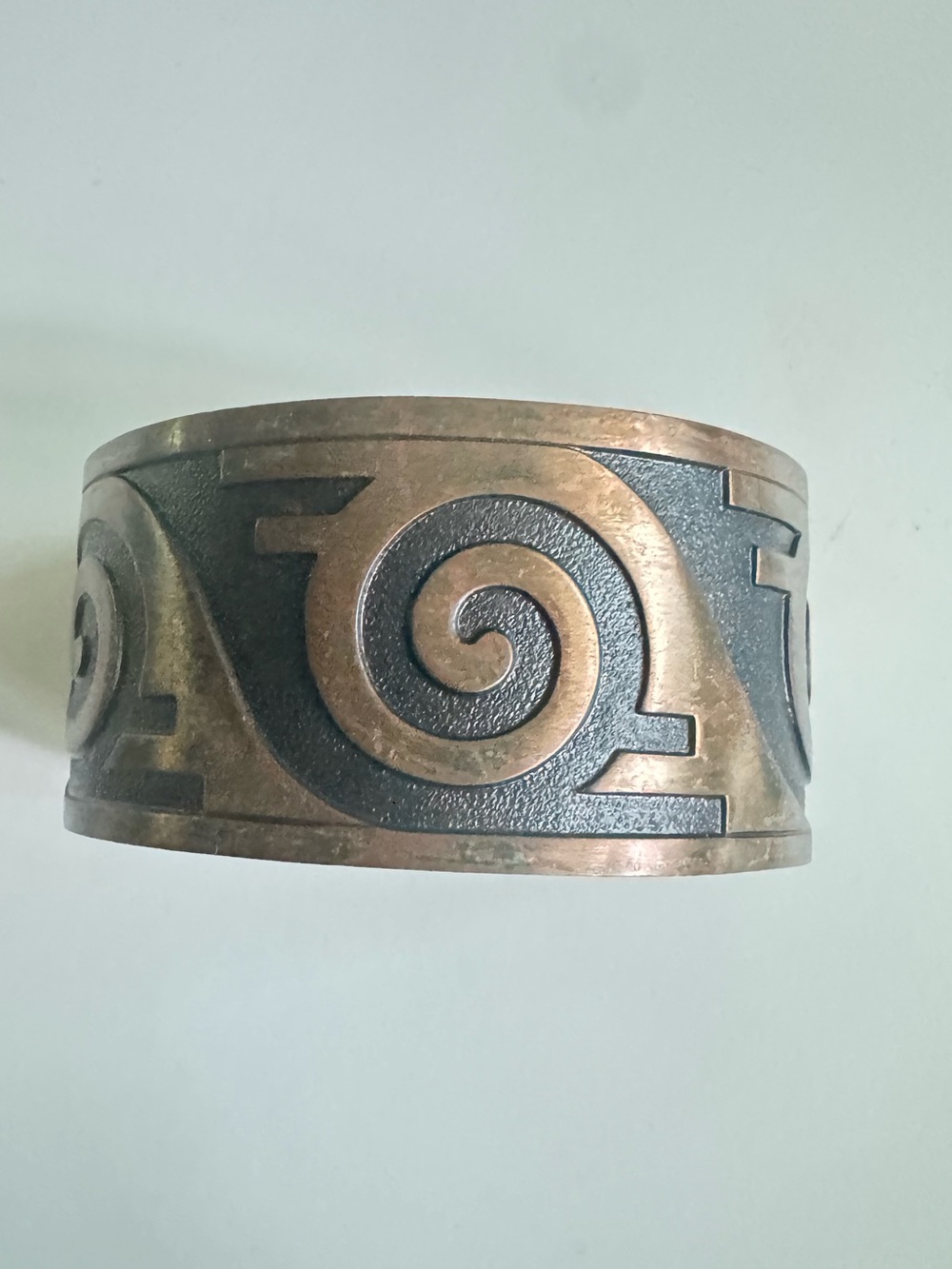 Vintage Solid Copper Cuff Bracelet Tribal Spiral Design - Picture 3 of 8